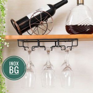 Giá Treo Ly Giá Gài Ly Rượu Vang Gắn Tủ Bếp Tiện Lợi màu đen