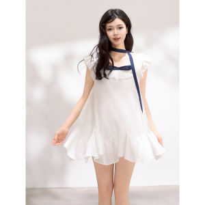 KEIKO | Petal-Trimmed White Romantic Summer Dress For Petite