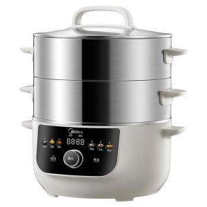 Midea Electric Steamer Large Capacity Three-Layer Stainless Steel No Coating One-Piece Design for Home Use Kitchen Appliance