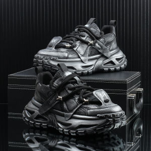 Luxurious Fashionable Dad Shoes Mens Casual Increase Height Autumn New Style Comfortable Breathable Mesh Lined round Toe Thick Sole