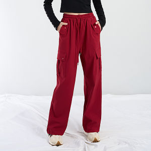 Womens Casual Wide Leg Straight Pants Spring New Style Loose Fit Sports Versatile Drawstring Trousers Dance Fashionable