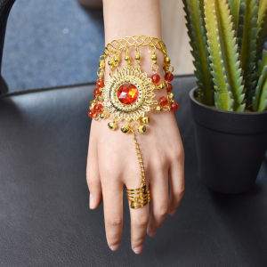 Ethnic Style Indian Ornament Forehead Lace Necklace Bracelet Ring One-Piece Earrings Dance Han Chinese Clothing Accessories Western Regions Chinese Ancient Style
