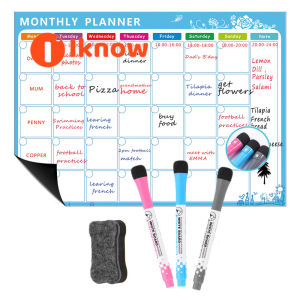 I Know Tấm Bảng Trắng Nam Châm A3 Cho Tủ Lạnh Nhà Bếp Đa Năng Bảng Trắng Hàng Tuần Lịch Có (Bút 3 Màu) + Cục Tẩy Xương