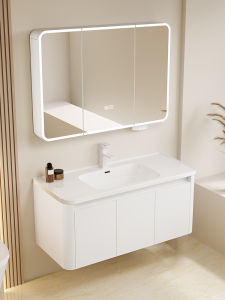 Honeycomb Aluminum Alumimum Bathroom Cabinet Bathroom Washbasin Combination Integrated Ceramic Basin Rounded Sink Washstand