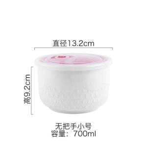 Large Capacity Ceramic Food Preservation Bowl Set of Three Microwave Safe Storage Container Sealed Fruit Lunch Box