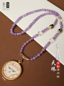 New Chinese Style Buddha Pendant Necklace Turquoise Tianzhu Fresh Design Tangka Pendant Rope Buddhist Amulet Jewelry Accessory