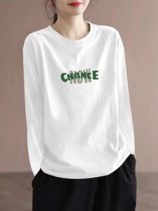 Áo Thun Cotton Trắng Cổ Tròn Tay Dài Thường Ngày Thời Trang Mùa Hè 2025 Thương Hiệu Khác Chất Lượng Cao Cấp