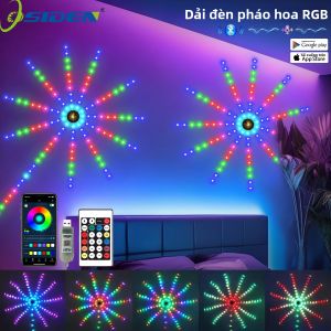 Đèn LED Dải Linh Hoạt RGB Firework 5V USB Bluetooth Điều Khiển Từ Xa Bằng Giọng Nói Đèn Trang Trí Phòng Ngủ Giáng Sinh