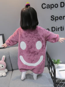 Bộ Đồ Ngủ Lông Cừu Dày Cho Bé Gái Mùa Thu Đông Quần Áo Mặc Nhà Dài Tay Chống Lạnh Bụng Cho Trẻ Em Từ 1-6 Tuổi