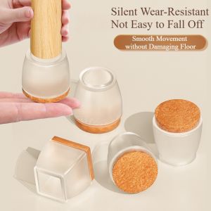 8pcs Set Silent Table Chair Footrest Chairs Foot Cushions Thickened Furniture Leg Protection Pad Chair Foot Mat