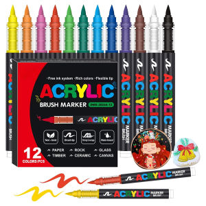 72 Colors Acrylic Paint Pens Markers Set Brush Tip Paint Marker For Rock Painting Wood Canvas Stone Christmas Gift DIY Crafts