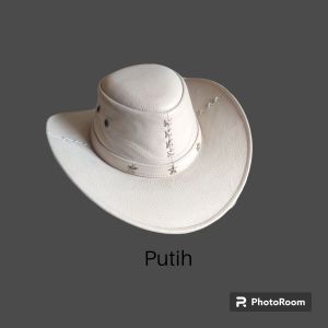Topi Koboy pria Kulit asli Laken