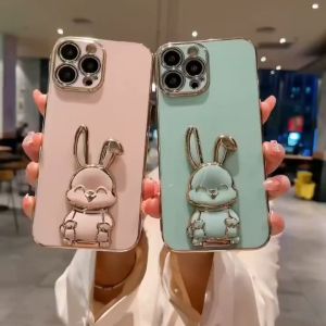 Promo Case Oppo A58 5G A78 5G Casing Luxury 6D Softcase Plating Free Stand Holder Tarikan Kelinci