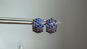 Chunky Bold Dome Earrings Featuring Unheated Mogok Blue Sapphires in 18K gold