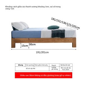 ZHUSHANGZHIJIA | Khung Giường Gỗ Nguyên Miếng Không Có ĐẦU GIƯỜNG Phù Hợp Với Phòng Nhỏ Chân Cao