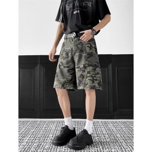 Casual Summer Thin Mens Shorts Street Style Loose Fit Fashionable Sporty Jeans High Waist Zipper Closure Straight Leg Pants