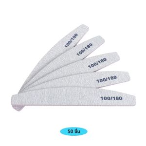 50 ชิ้น/ล็อตสีเทากระดาษทรายเล็บแฟ้ม 100/180 สองด้านบัฟเฟอร์ขัดเล็บเท้าเล็บไฟล์ศิลปะเล็บ Accesorios