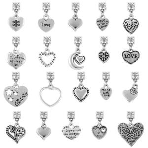 20 Chiếc Bộ Charm Hợp Kim Hình Trái Tim & Hoa Để Làm Đồ Trang Sức Thiết Kế Cổ Điển Thanh Lịch Dùng Làm Mặt Dây Chuyền Và Vòng Tay