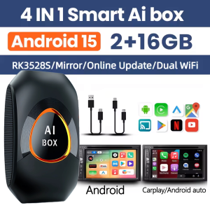 2026 NEW Android 15.0 Smart CarPlay AI Box Mirrolink Wireless CarPlay Android Auto Adapter 2G+16G Tv Box For YouTube Netflix