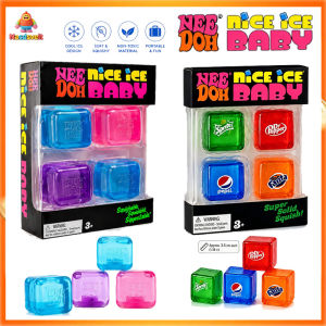 【NeeDoh Nice Ice Baby】4PCS/1Set Pepsi Schylling Dr Pepper NeeDoh Nice Cube Sensory Fidget Toy Sprite Neehdoh Ice Cube Squishy Toy Sensory Squeeze Toy with Super Solid Squish Stress Relief Anxiety Sensory Tool Fanta nee doh nice cub