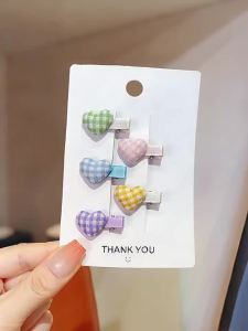 ENEN | Cute Plaid Heart Bow Childrens Hair Accessories