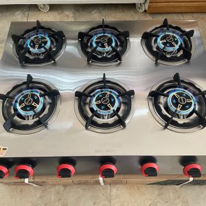 BẾP GAS 6 HỌNG CAO CẤP ( ĐẦU ĐỐT ĐỒNG ) WHATASHI