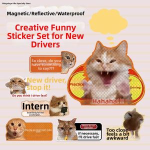 Magnetic Reflective Funny Cat Stickers Car Decals