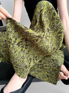 Quần Ống Rộng in Họa Tiết Lụa Băng Mùa Hè 2025 Cạp Cao Cho Nữ Quần Dài Ống Rộng Quần Dài Thường Ngày Quần Dài Thoải Mái Phong Cách Đường Phố