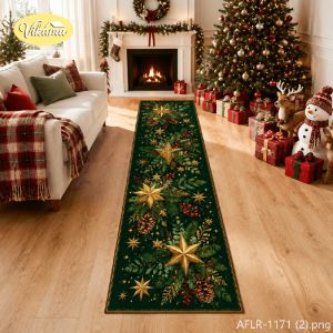 VIKAMA Christmas Rectangular Rug Non-Slip Festive Rug Christmas Floor Decor for Hallways and Corridors Home Decor