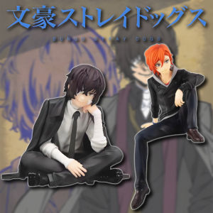 Bandai | 12cm Anime Bungo Stray Dogs Nakahara Chuya Figure Dazai Osamu Action Figures Noodles Press Model PVC Collection Decoration Toys