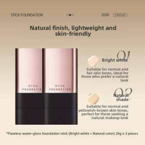 2 in 1 Long-lasting Eraser Foundation Stick Natural-looking Brighten Skin Tone Liquid Foundation All Skin Types
