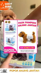 PACK PAMPERS POPOK ANJING JANTAN BELLY BELT DIAPERS ANTI MARKING