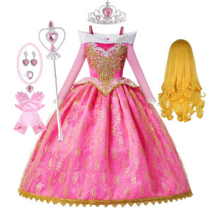 Summer Girls Sleeping Beauty Auroro Princess Halloween Cosplay Dress Off Shoulder Kids Gift Fancy Party Princess Clothing