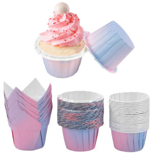10/20/50pcs Gradient Disposable Muffin Cups Easy Baking Molds for Cupcakes and Muffins Birthday Wedding Home Baking Supplies