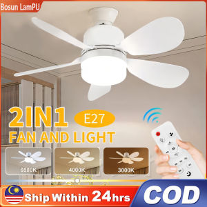 E27 Ceiling Fan Light  With Light Remote Control Fan Light 3 Color Light Led Dimmable ModernCeiling Fan Lamp Small Silent Lighting Fan Easy Install