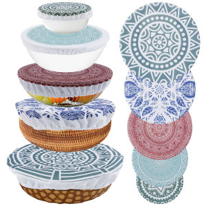 10Pcs Bowl Cover Stretch Lid Cloth Bowl Cover Reusable Fabric Bowl Cover Elastic Portable Bowl Dust Cover for Party Picnic Home
