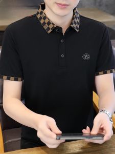 HENGYUANXIANG | Áo thun nam tay ngắn mùa hè mới của Hengyuanxiang Áo thun kẻ caro mỏng cổ polo trẻ trung thời trang cotton polyester