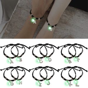 Corinna 26 Letters Glow in the Dark Alphabet Initials Beaded Bracelet Women Men Gift Luminous Couple Zircon Friendship Adjustable Charm Bracelet Jewelry Birthday Gifts