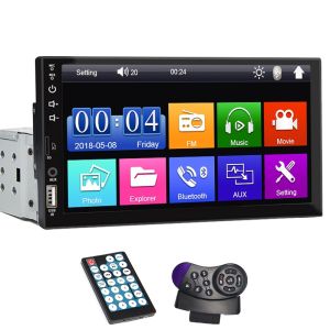 Hippcron 7 Inch Touch Screen 1 Din Car Multimedia Player FM Radio ISO Power AUX Input USB Bluetooth Mirror Link Autoradio