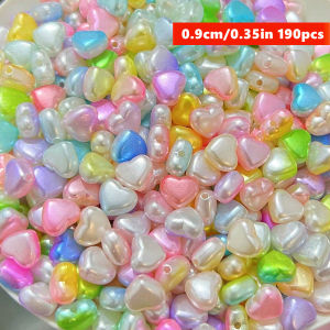 9mm 190pcs Mixed and Pink White AB Color Peach Heart Acrylic Beads for DIY Making Clothing Tailoring Supplies