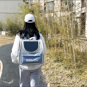 กระเป๋าเป้สะพายหลังสำหรับสัตว์เลี้ยง กระเป๋าแมว แบบพกพา ขนาดใหญ่พิเศษพับเก็บได้ ระบายอากาศได้ กันสาดหน้าต่าง กระเป๋าสัตว์เลี้ยง