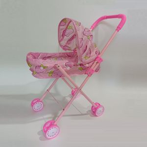 Simulated Princess Baby Stroller Toy for Pretend Play Foldable Metal Frame