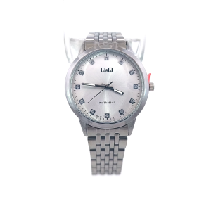 Q&Q Crystal-Accented Stainless Steel Watch QZ81J201Y*