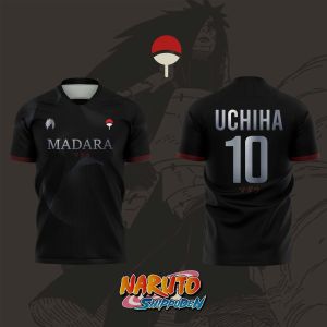 Bandai | 2026 Bandai NARUTO Anime MADARA UCHIHA NO.10 3D Print Football Jersey for Mens Tshirt Summer Sports Casual Tees Kids/Adult Y2k