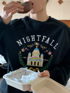 NIHAOKANONG | Áo Hoodie Dập Nổi Thêu Rộng Rãi