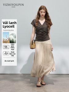 Áo Thun Tay Ngắn Cổ Chữ V Phong Cách Pháp Ôm Sát