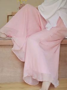 Quần Voan Trắng Thanh Lịch Cho Nữ Cao Cấp Quần Legging Ống Rộng Thiết Kế Phong Cách Trung Hoa Khiêu Vũ Cổ Điển Quần Tập Yoga