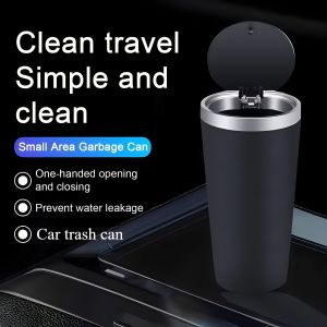 Mini Car Trash Can Cup Holder Trash Bin with Lid Leakproof Garbage Can Washable Cup Car Accessories