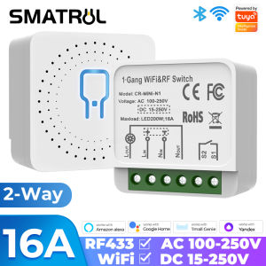 SMATRUL DC/AC 16A Tuya WiFi RF433 Smart Wireless Switch Light Switching Lamp Mini 2 Way Dual Control Module On Off Device Timer Breaker For Google Home Alexa tmall genie 天猫精灵