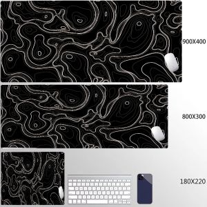 Bandai | XXL Desk Mat Black And White Strata Liquid Mousepad Large Abstract Mouse Pad Gaming Deskmat With Lockedge Office Non-slip Carpet